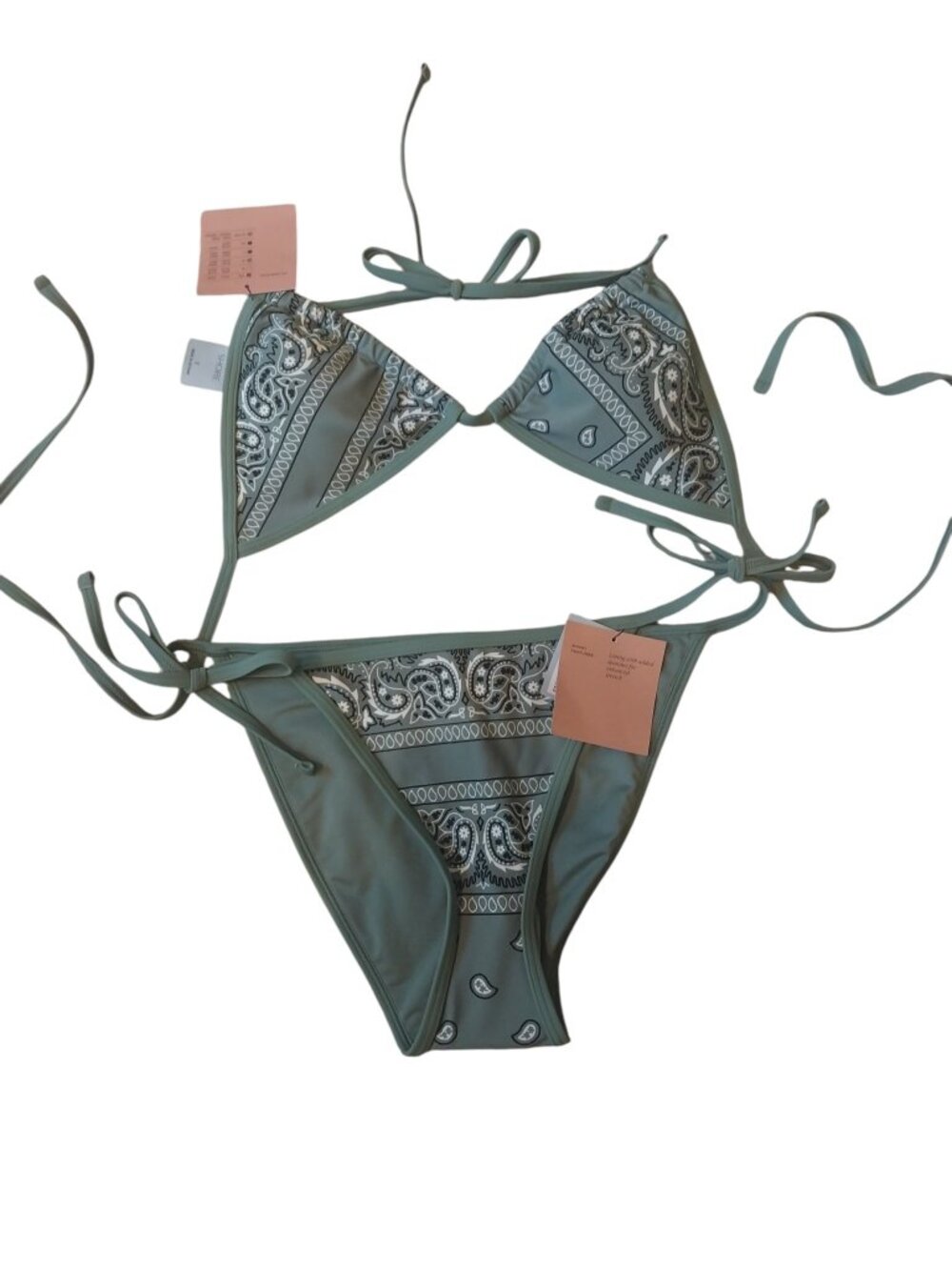 Shade & Shore Bikini top and bottom - Green - Size Small